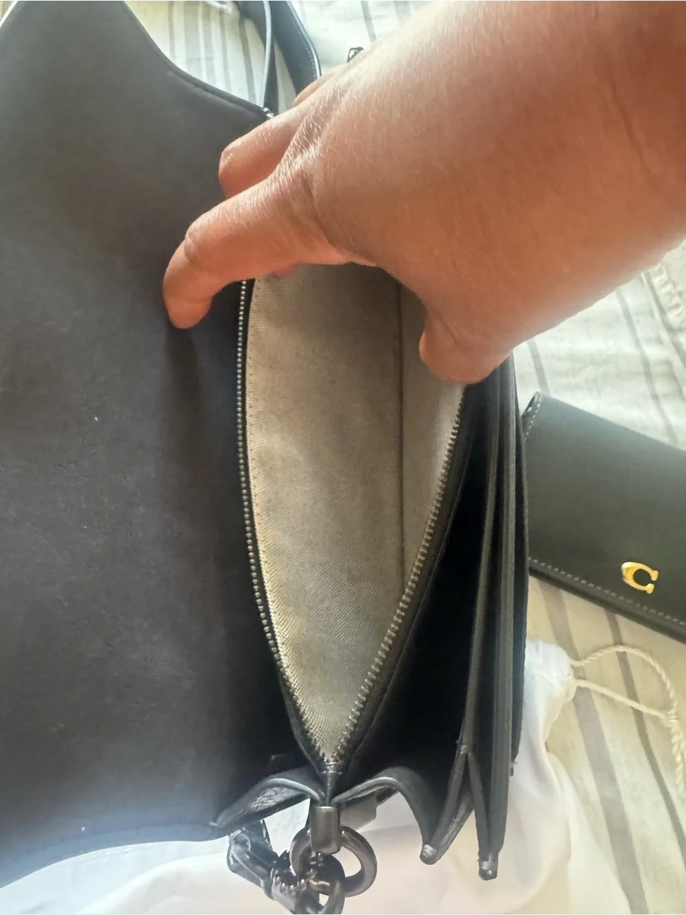 Coach Pebble Leather Black Tabby Crossbody with Signature 'C'